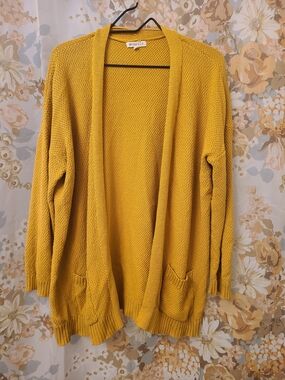 Margeaux & Ellie Yellow Open-Front Knit Cardigan